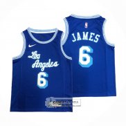 Camiseta Los Angeles Lakers LeBron James NO 6 Hardwood Classic 2021-22 Azul